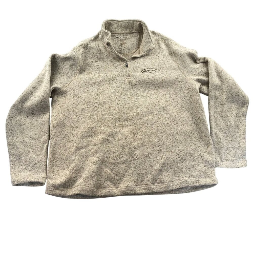 Realtree Men's Quarter-Zip Pullover Sweater XXL Beige Polyester Blend